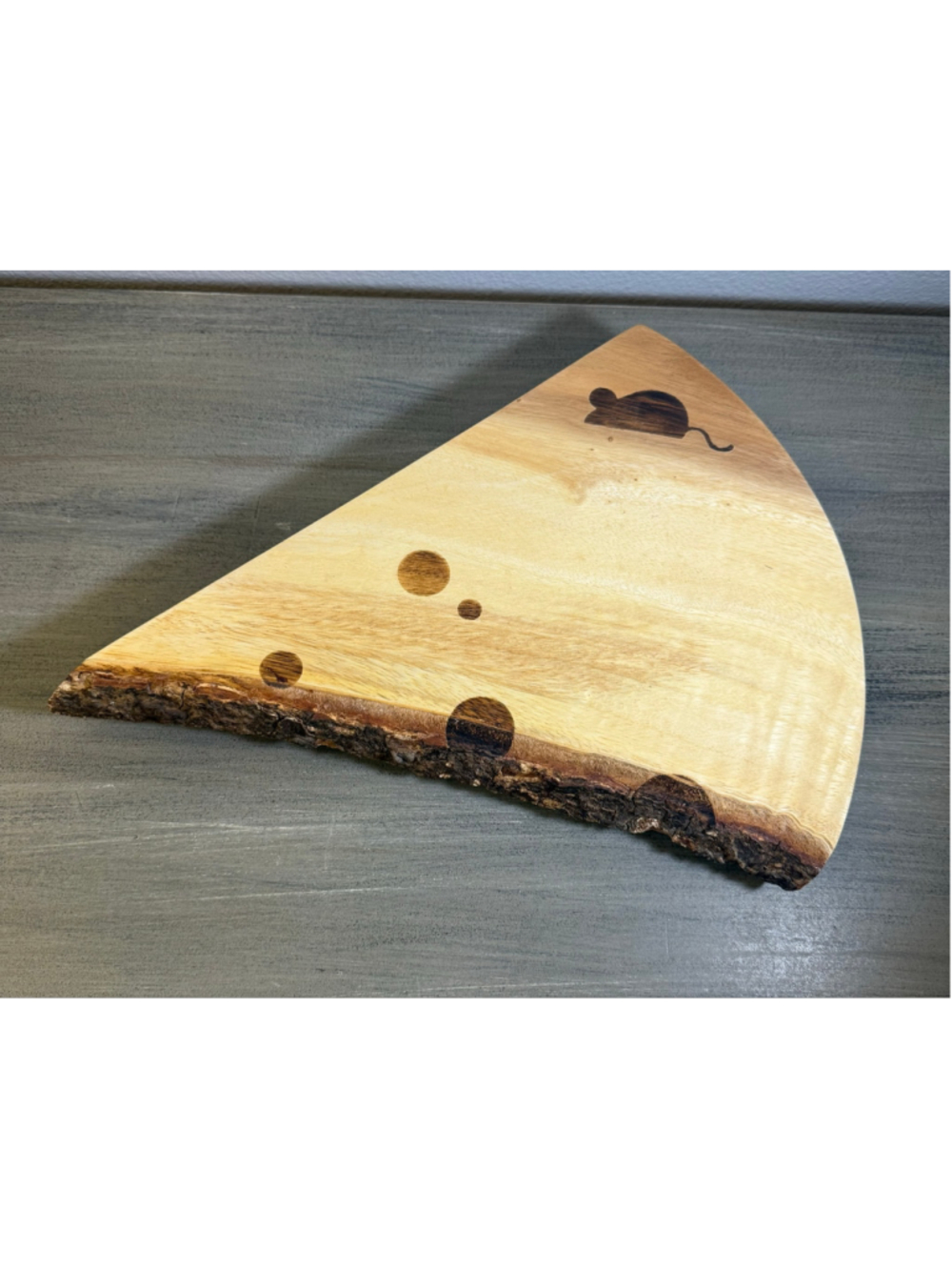 Meritage 13" Live Edge Wooden Cheese Wedge Shaped Serving Board Charcuterie